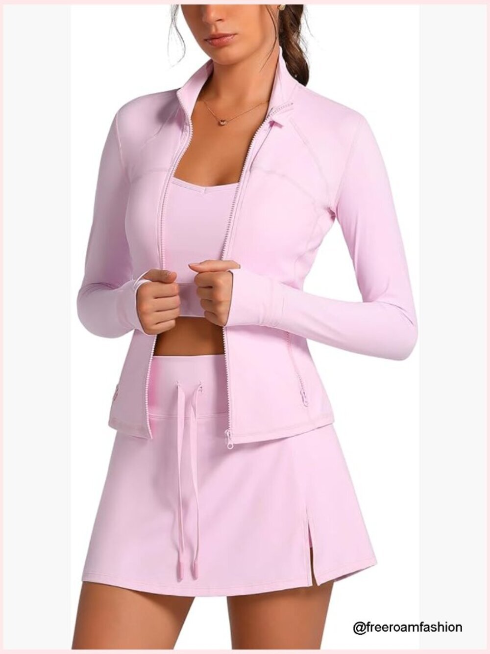 3 Piece Workout Set: Zip Jacket Cami Top Tennis Dress Yoga Athletic Outfits